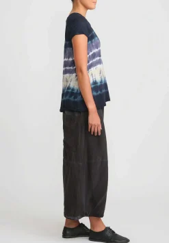 Gilda Midani Pattern Dyed Short Sleeve Monoprix Tee In Blue Indigo Row