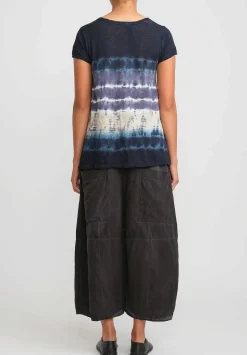 Gilda Midani Pattern Dyed Short Sleeve Monoprix Tee In Blue Indigo Row