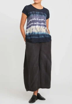 Gilda Midani Pattern Dyed Short Sleeve Monoprix Tee In Blue Indigo Row