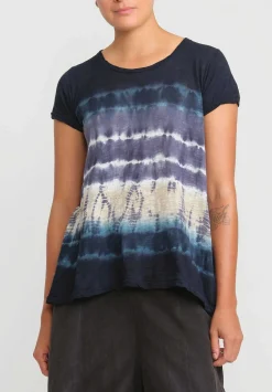 Gilda Midani Pattern Dyed Short Sleeve Monoprix Tee In Blue Indigo Row
