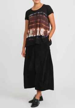 Gilda Midani Pattern Dyed Short Sleeve Monoprix Tee In Chocolate Brown Row