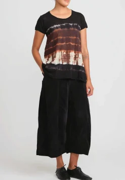 Gilda Midani Pattern Dyed Short Sleeve Monoprix Tee In Chocolate Brown Row
