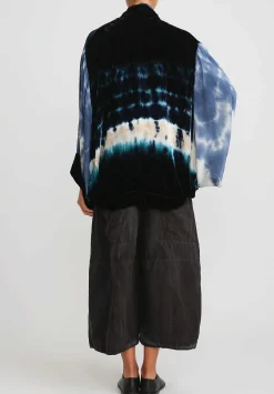 Gilda Midani Pattern Dyed Silk Velvet Croissant Overtop In Blue Indigo Row