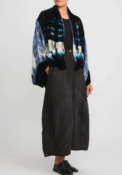 Gilda Midani Pattern Dyed Silk Velvet Croissant Overtop In Blue Indigo Row