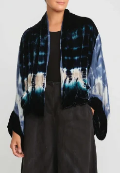 Gilda Midani Pattern Dyed Silk Velvet Croissant Overtop In Blue Indigo Row