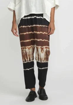 Gilda Midani Pattern Dyed Slim Pajama Pants In Chocolate Brown Row