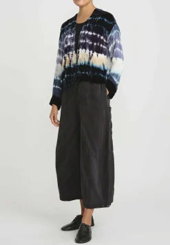 Gilda Midani Pattern Dyed Velvet Gilet Jacket In Blue Indigo Row