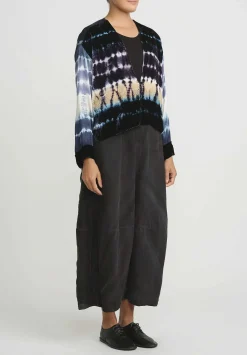 Gilda Midani Pattern Dyed Velvet Gilet Jacket In Blue Indigo Row