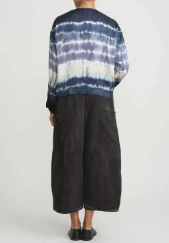 Gilda Midani Pattern Dyed Velvet Gilet Jacket In Blue Indigo Row