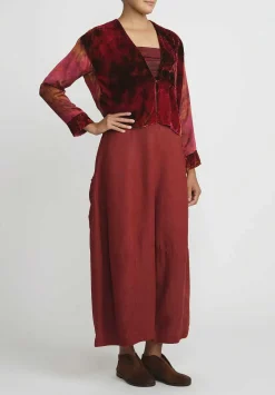 Gilda Midani Pattern Dyed Velvet Gilet Jacket In Mars Red