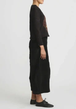 Gilda Midani Pattern Dyed V-Neck Long Sleeve Trapeze Top In Fire Ring Black