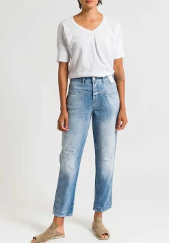 Closed Pedal Pusher Distressed Jeans In Vintage
