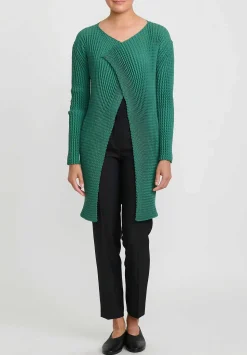 Issey Miyake Plaster Pleats V-Neck Cardigan In Black