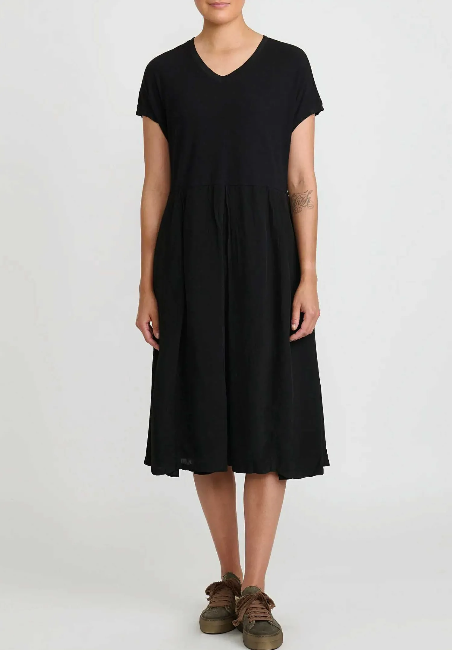 Rundholz Pleated T-Shirt Dress In Black