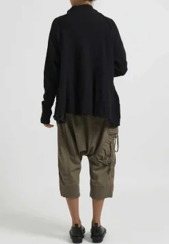 Rundholz Dip Raccoon Hair And Merino Wool Zip Up Cardigan In Black