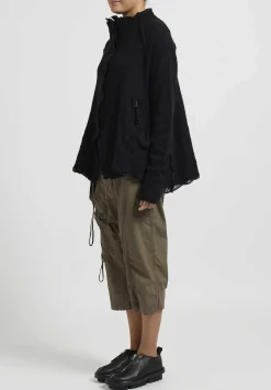 Rundholz Dip Raccoon Hair And Merino Wool Zip Up Cardigan In Black