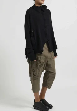 Rundholz Dip Raccoon Hair And Merino Wool Zip Up Cardigan In Black