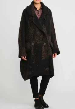 Rundholz Raccoon Hair And Virgin Wool Knit Coat In Kaffee Brown & Black