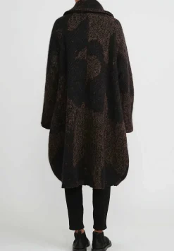 Rundholz Raccoon Hair And Virgin Wool Knit Coat In Kaffee Brown & Black