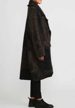 Rundholz Raccoon Hair And Virgin Wool Knit Coat In Kaffee Brown & Black