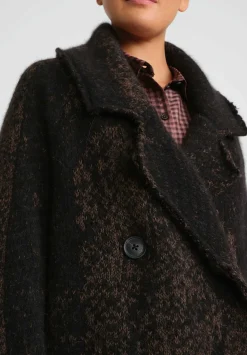 Rundholz Raccoon Hair And Virgin Wool Knit Coat In Kaffee Brown & Black