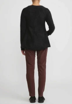Rundholz Raccoon Hair Flared Zip Cardigan In Black