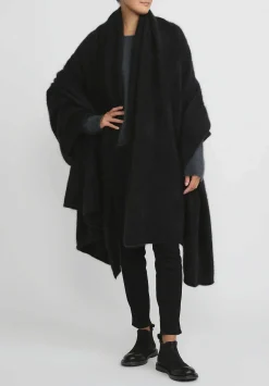 Rundholz Raccoon Hair Knit Scarf In Black
