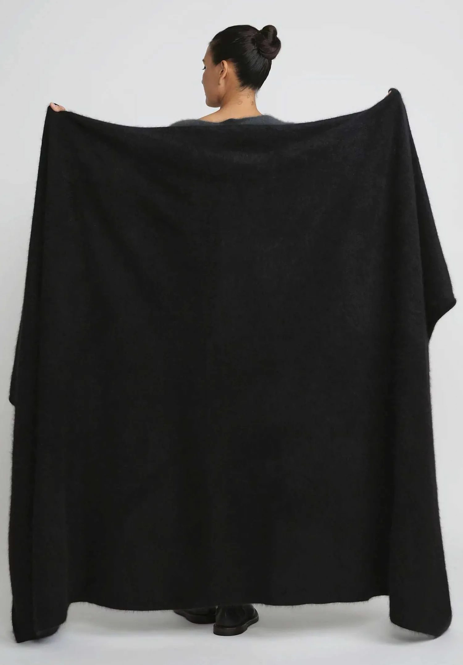 Rundholz Raccoon Hair Knit Scarf In Black