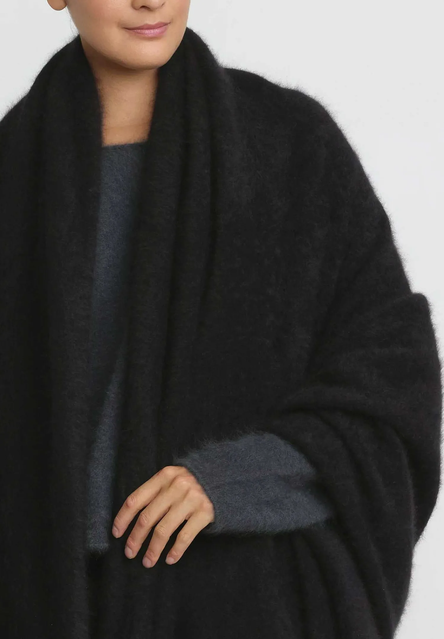 Rundholz Raccoon Hair Knit Scarf In Black