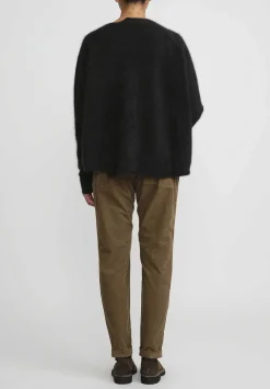 Rundholz Raccoon Hair Short Crewneck Sweater In Black