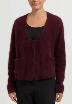 Rundholz Racoon Hair Knit Cardigan In Umbra Merlot Red
