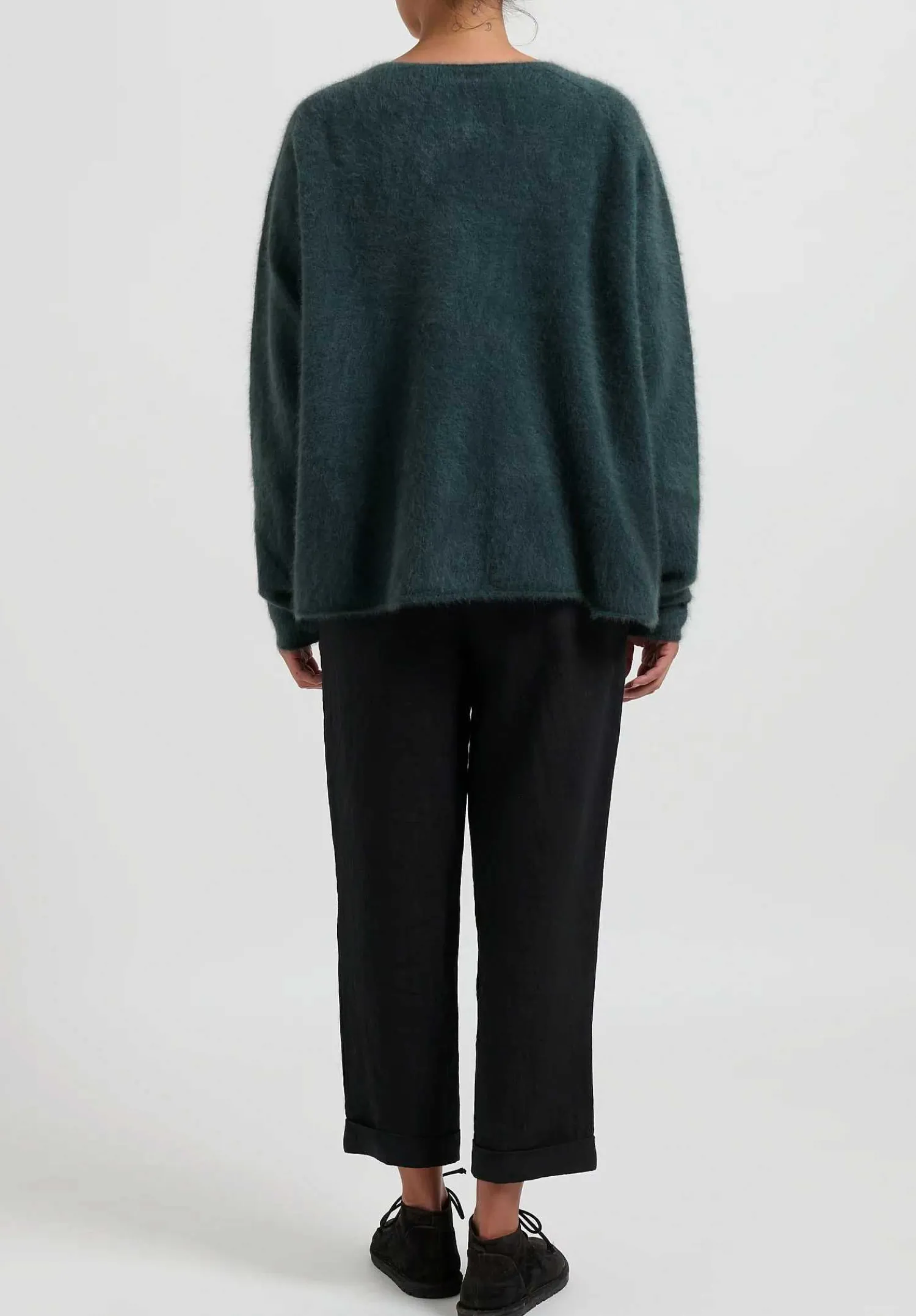 Rundholz Racoon Hair Knit Cardigan In Kobalt Moss Green