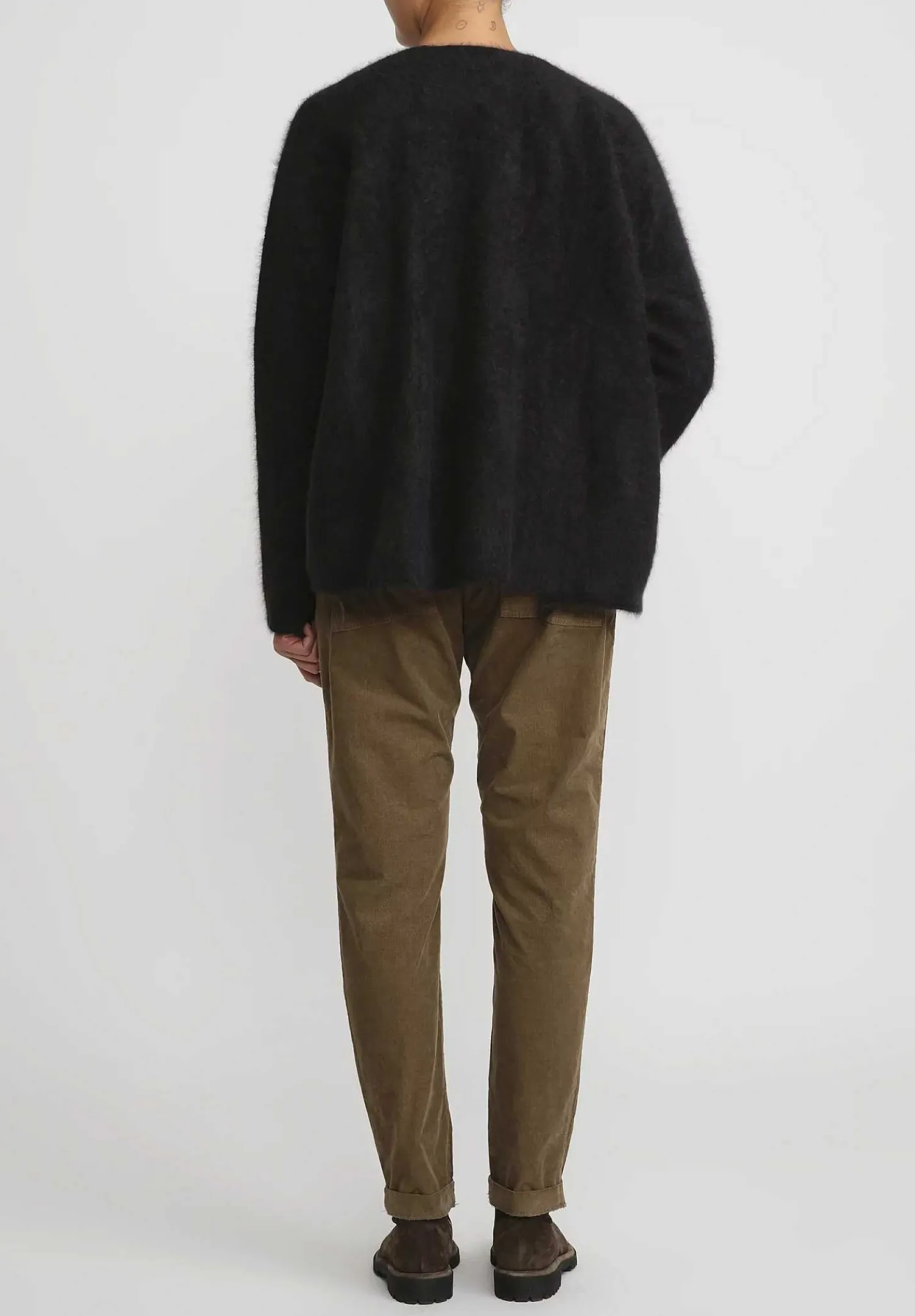 Rundholz Racoon Hair Knit Cardigan In Black