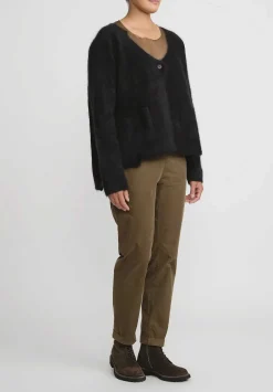 Rundholz Racoon Hair Knit Cardigan In Black