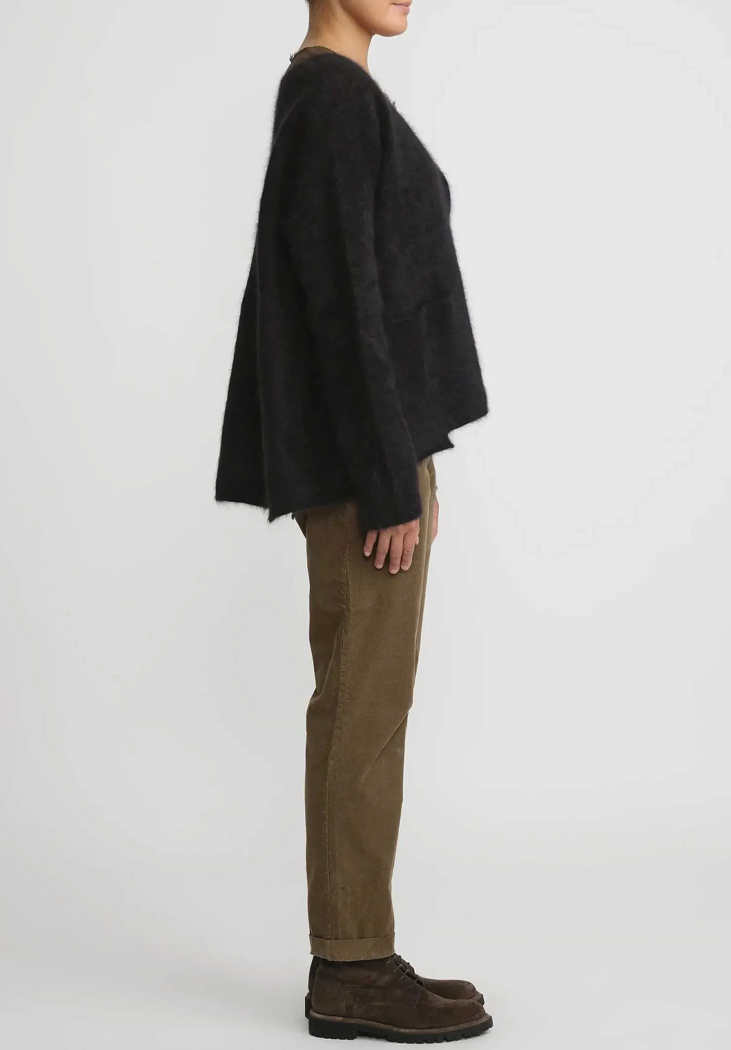 Rundholz Racoon Hair Knit Cardigan In Black