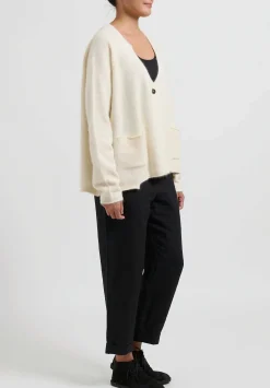 Rundholz Racoon Hair Knit Cardigan In Ivory White
