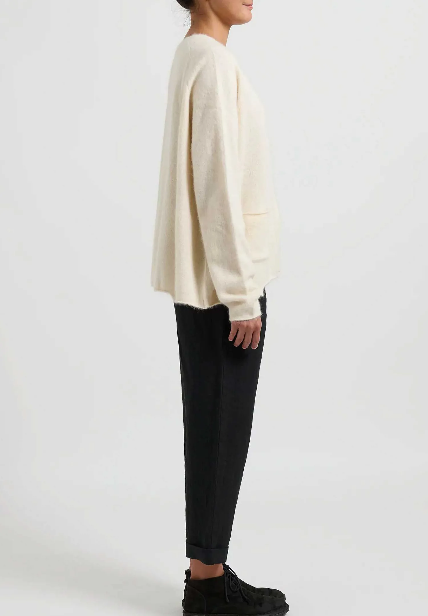 Rundholz Racoon Hair Knit Cardigan In Ivory White