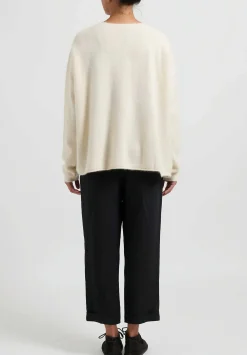 Rundholz Racoon Hair Knit Cardigan In Ivory White