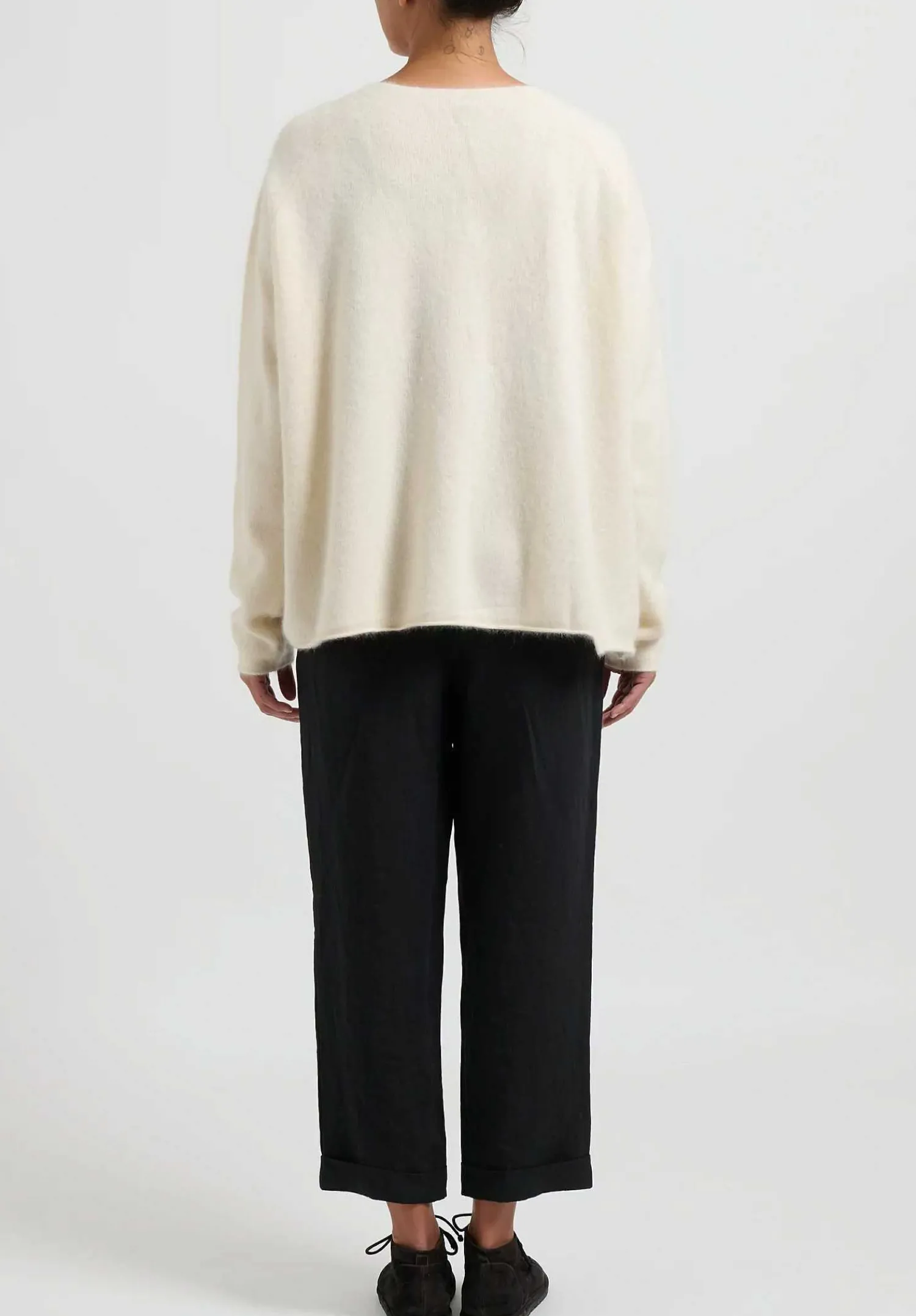 Rundholz Racoon Hair Knit Cardigan In Ivory White