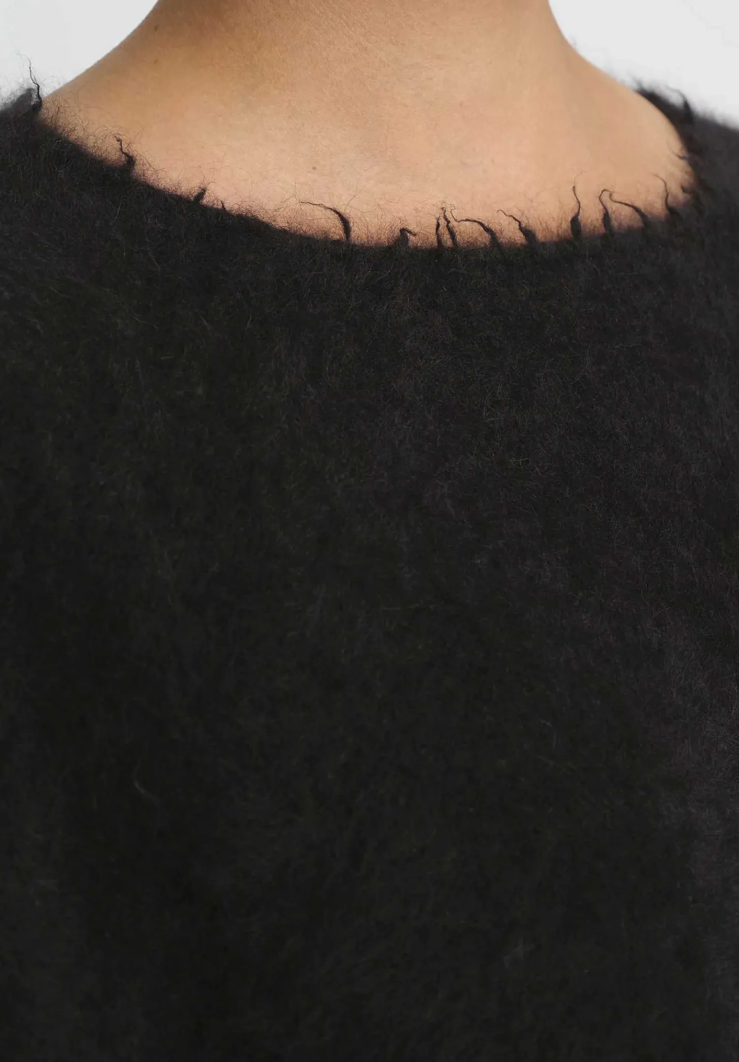 Rundholz Racoon Hair Long Sleeve Sweater In Black