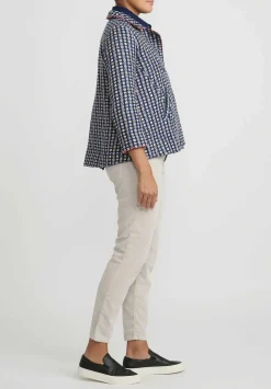 Péro Reversible Wool A-Line Jacket In Bue Dots & Plaid