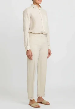 Antonelli Rhondiola Tapered Pants In Bone Natural