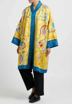 Rianna + Nina Rianna & Nina One-Of-A-Kind Reversible Kimono Coat In Yellow