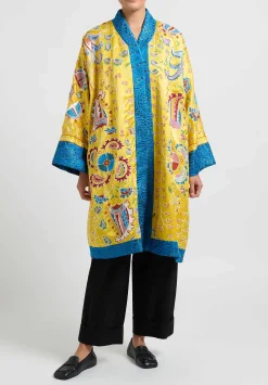 Rianna + Nina Rianna & Nina One-Of-A-Kind Reversible Kimono Coat In Yellow