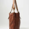 Campomaggi Riveted Shopping Bag In Cognac Brown