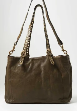 Campomaggi Riveted Shopping Bag In Military Green