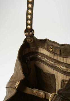 Campomaggi Riveted Shopping Bag In Military Green