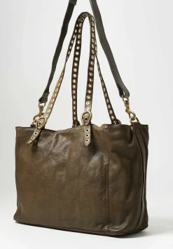Campomaggi Riveted Shopping Bag In Military Green
