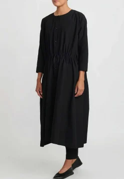 Kaval Sea Island Typewriter Cotton Button Front Open Dress In Black