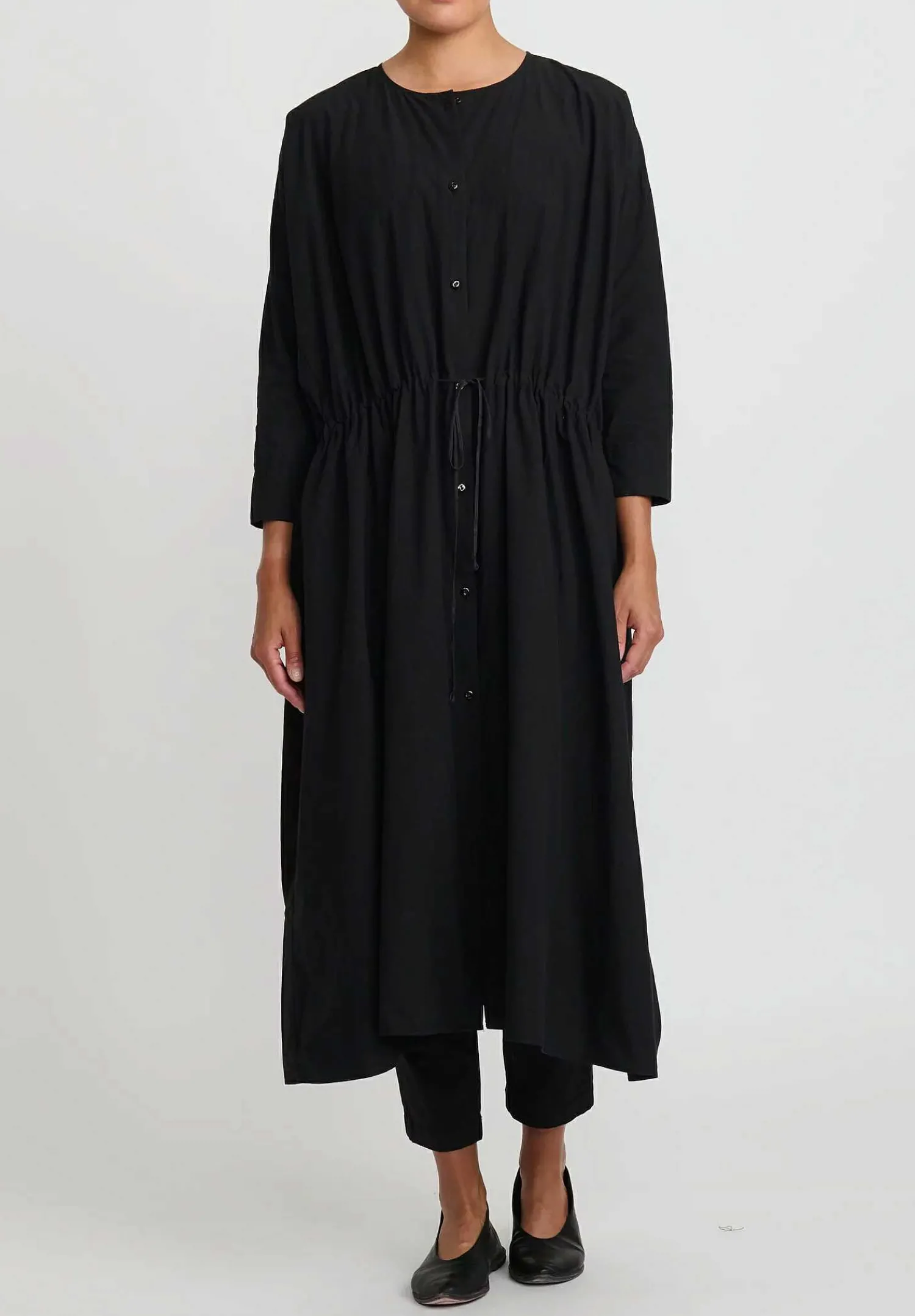 Kaval Sea Island Typewriter Cotton Button Front Open Dress In Black